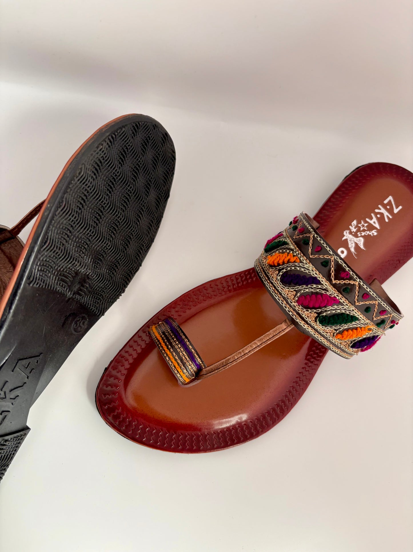 329/Women’s Handmade Kolhapuri Chappal – Traditional Leather Flat Sandals-Available Sizes: UK 3,4,5,6,7,8