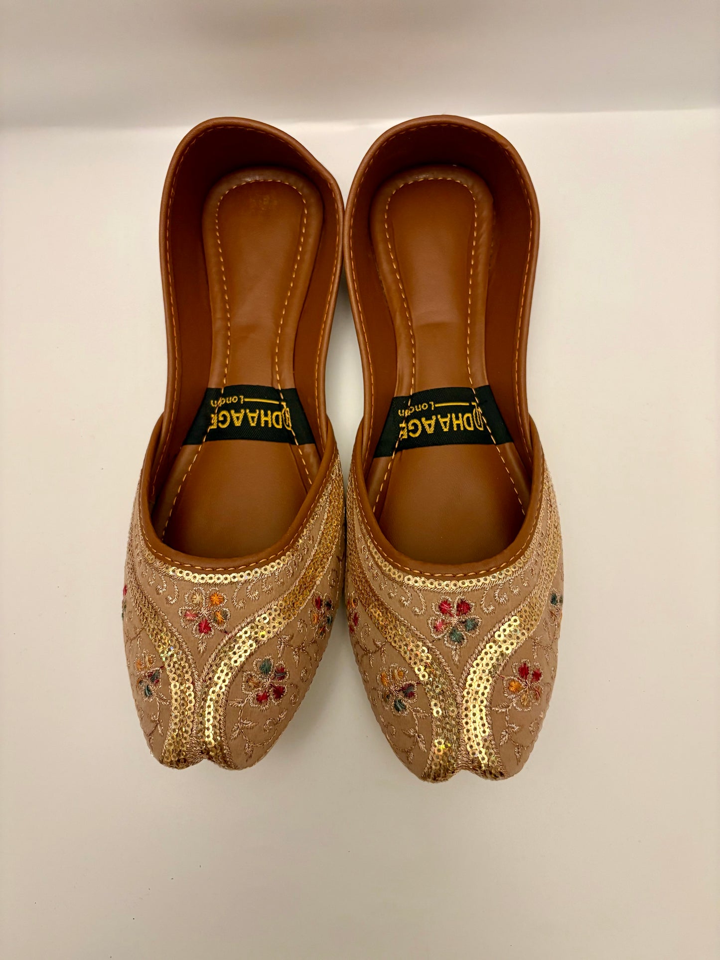 336-Handmade Women’s Camel Gold Khussa – Traditional Jutti – Available size: UK 4,5,6,7,8 (Copy)