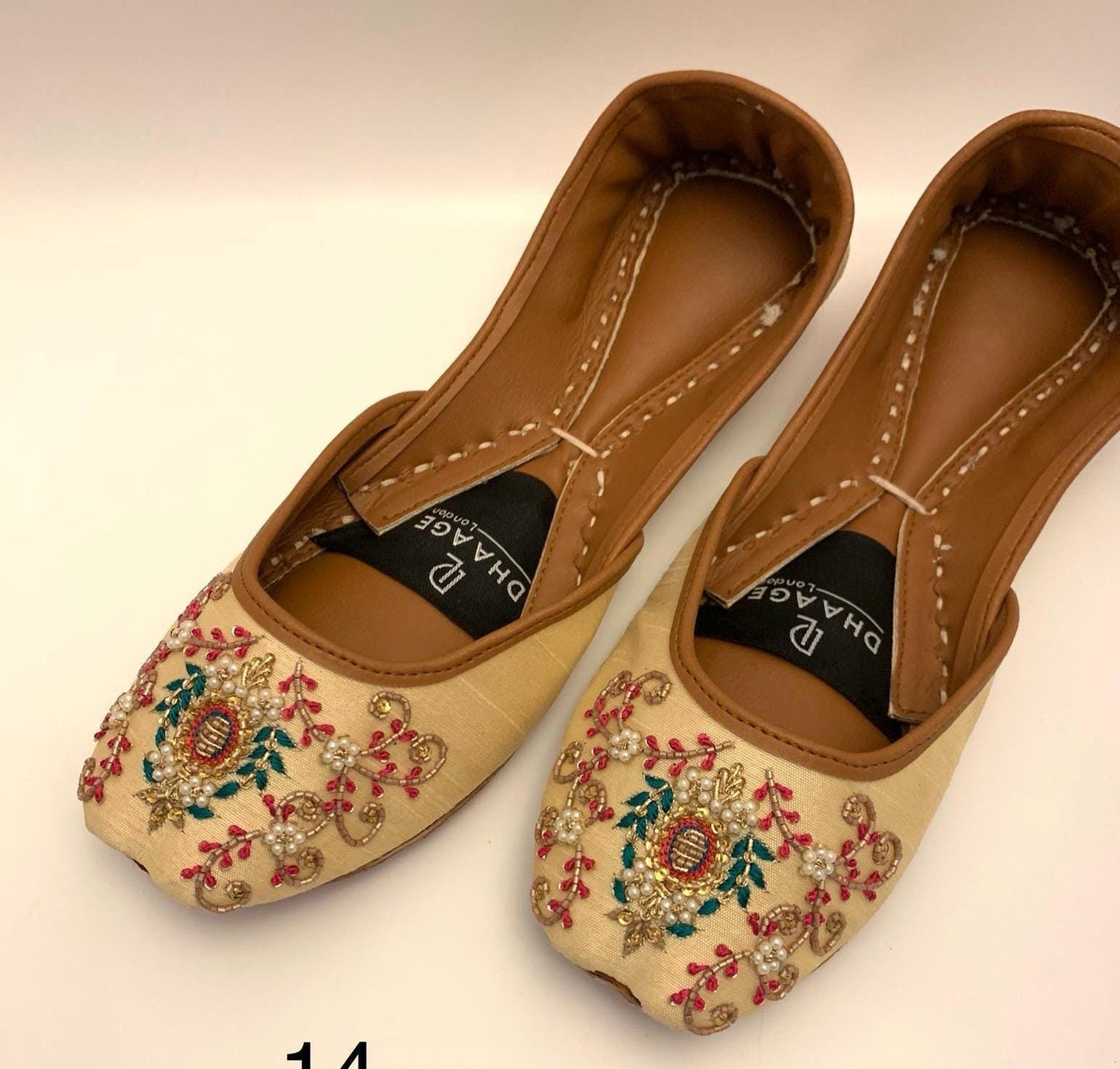 14-Handmade Leather Khussa/Jutti  (Beige Cream Colour) – Available sizes: UK 5