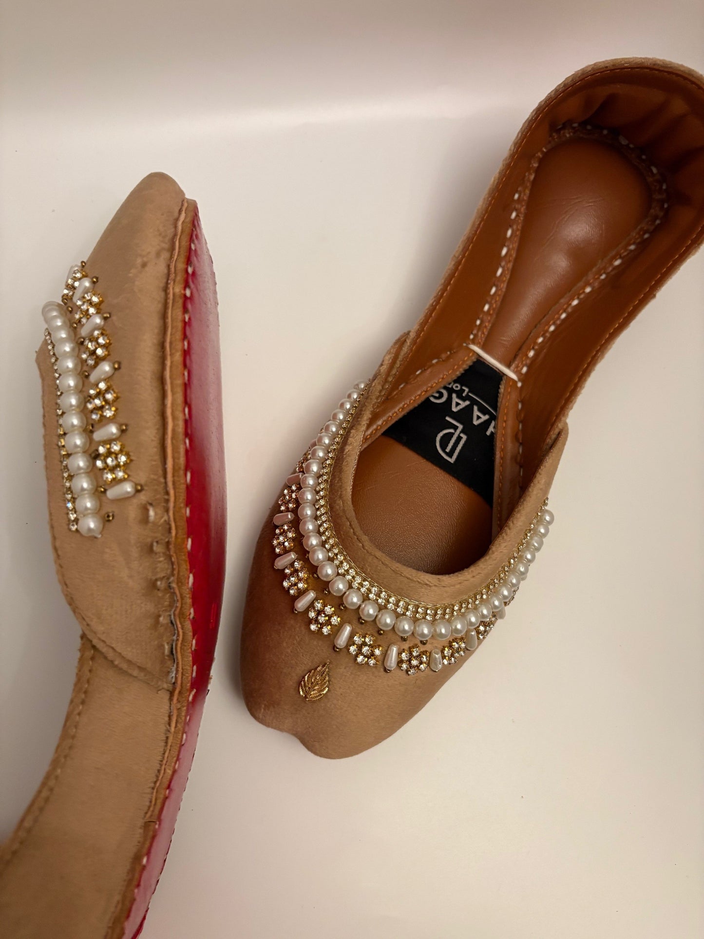 278-Handmade Leather Khussa/Jutti Camel Brown – Available sizes: UK 7