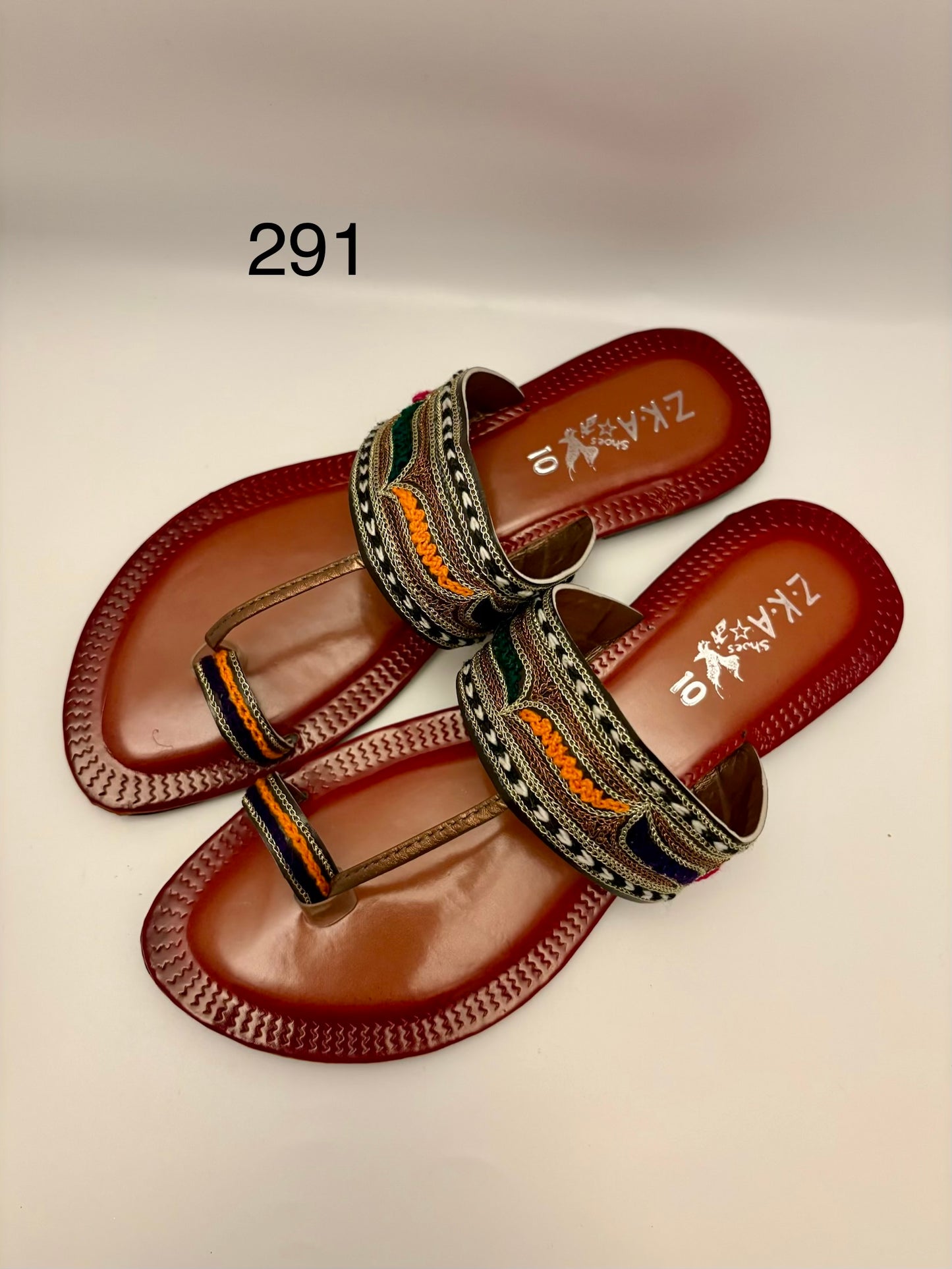291/Women’s Handmade Kolhapuri Chappal – Traditional Leather Flat Sandals-Available Sizes: UK 3,4,5,6,7,8
