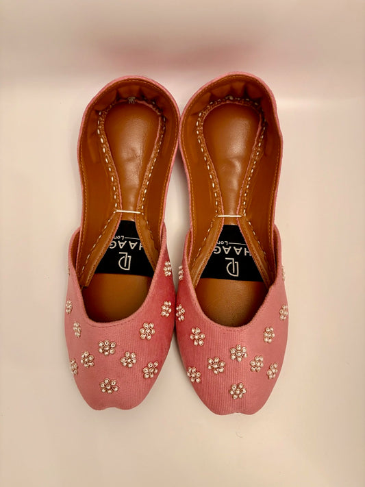 276-Handmade Leather Khussa/Jutti Pink – Available sizes: UK 5,6,7,8