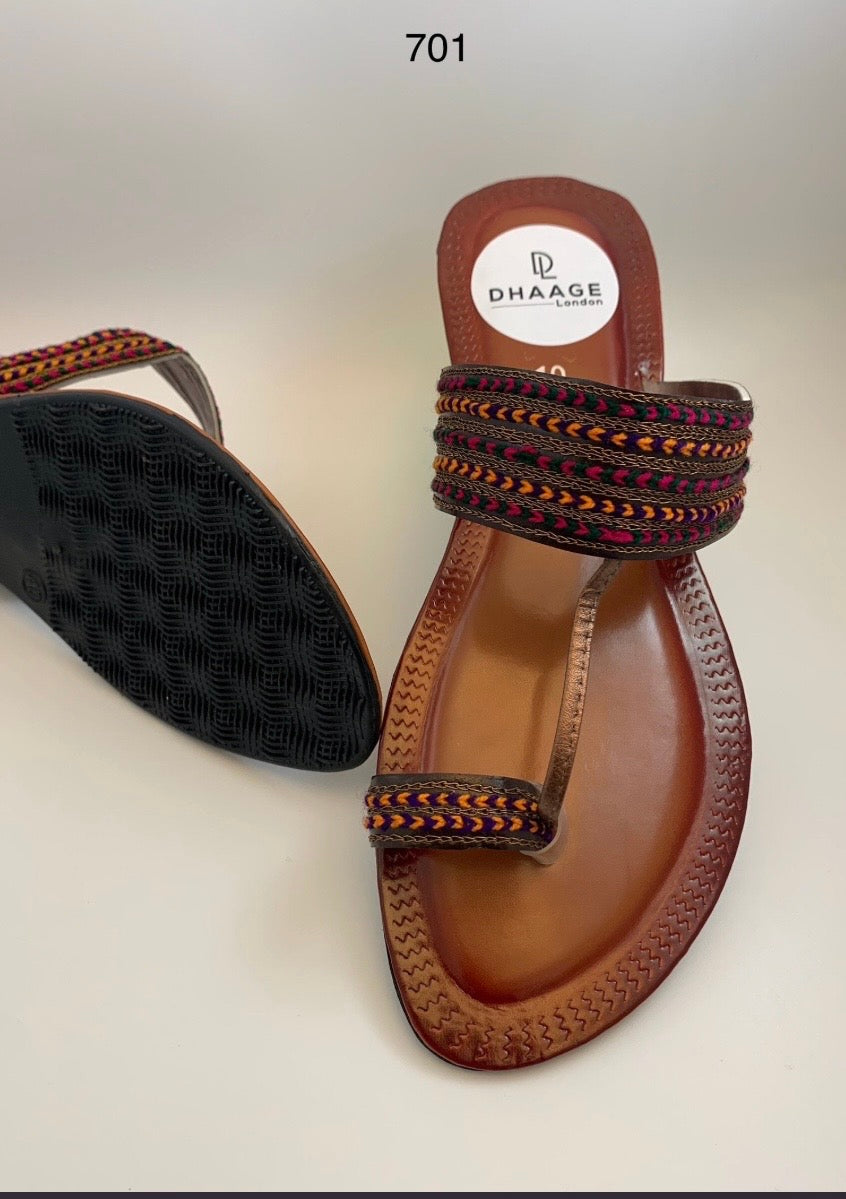 701/Women’s Handmade Kolhapuri Chappal – Traditional Leather Flat Sandals-Available Sizes: UK 3,7