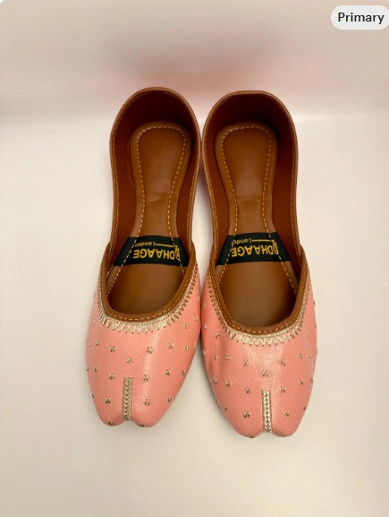 259-Handmade Women’s Pink Khussa – Traditional Jutti – Available size: UK 3,4,5,6,7,8
