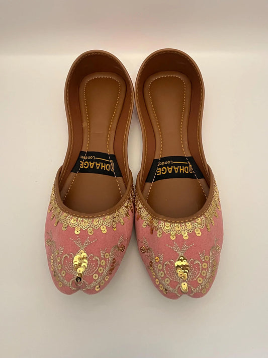 181-Handmade Women’s Pink Khussa – Traditional Jutti – Available size: UK 6,7