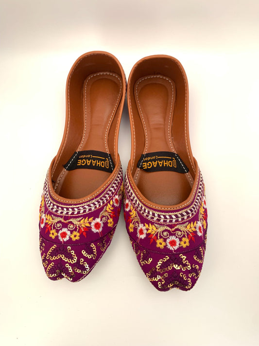 81-Handmade Women’s Purple Khussa – Traditional Jutti – Available size: UK 5,6,7