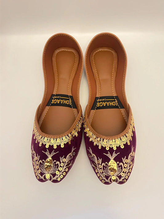 178-Handmade Women’s Purple Khussa – Traditional Jutti – Available size: UK 4,5,7,8