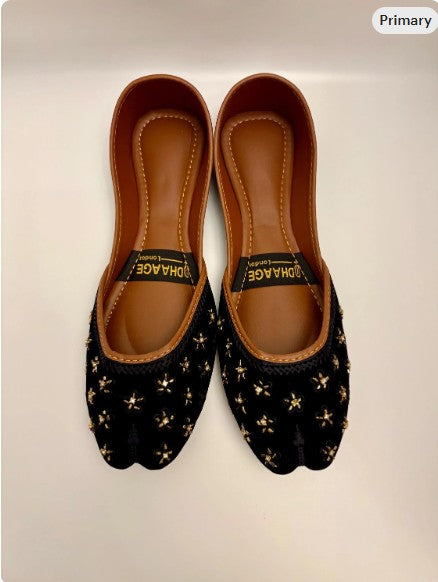 260-Handmade Women’s Black Khussa – Traditional Jutti – Available size: UK 3,4,6,7