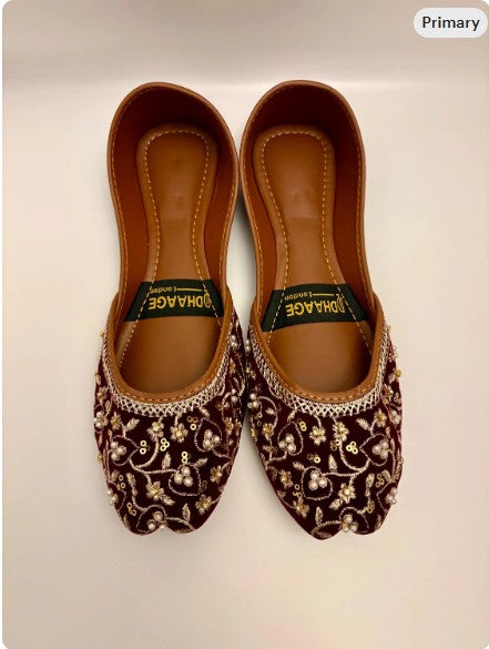 258-Handmade Women’s Maroon Khussa – Traditional Jutti – Available size: UK 3,4,5,7