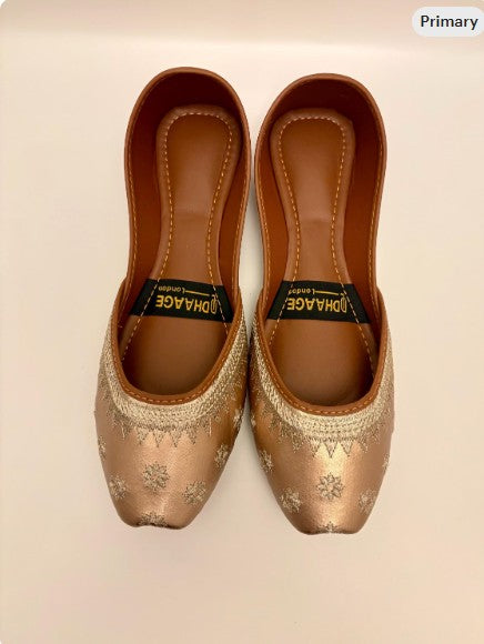 266-Handmade Women’s Rose Gold Khussa – Traditional Jutti – Available size: UK 3,4,8