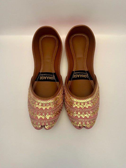 183-Handmade Women’s Pink Khussa – Traditional Jutti – Available size: UK 4,5,6,7,8