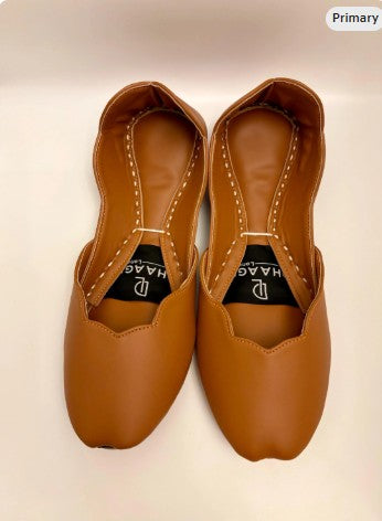 271-Handmade Leather Khussa/Jutti Caramel Brown– Available sizes: UK 5,6