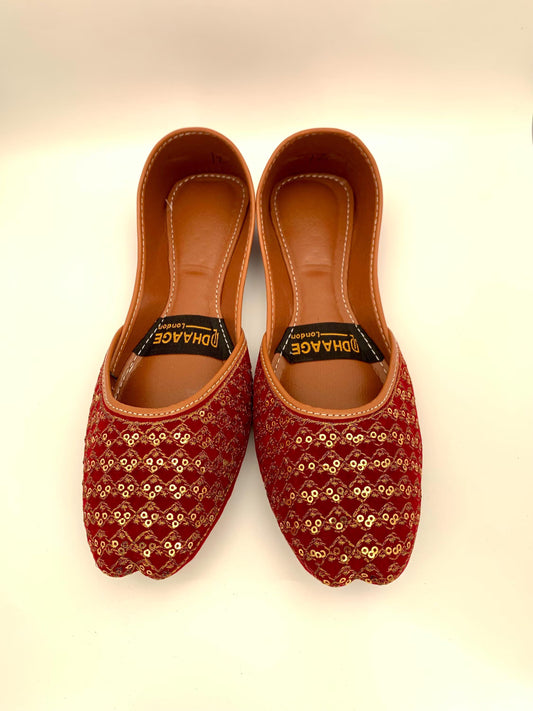 82-Handmade Women’s Maroon Khussa – Traditional Jutti – Available size: UK 5,6,7