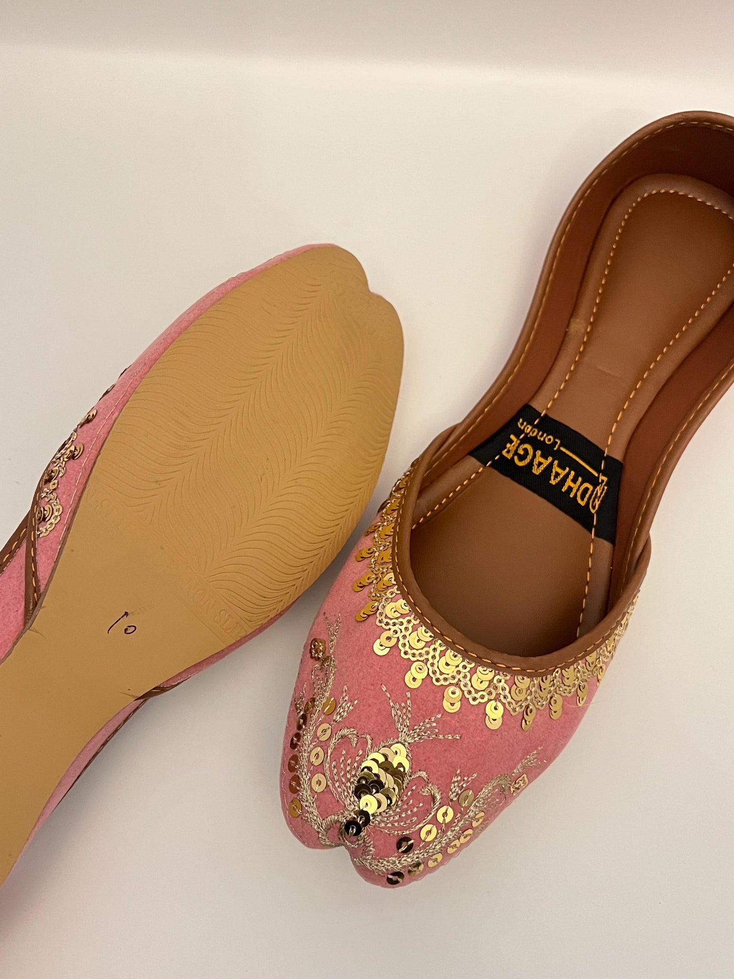 181-Handmade Women’s Pink Khussa – Traditional Jutti – Available size: UK 6,7