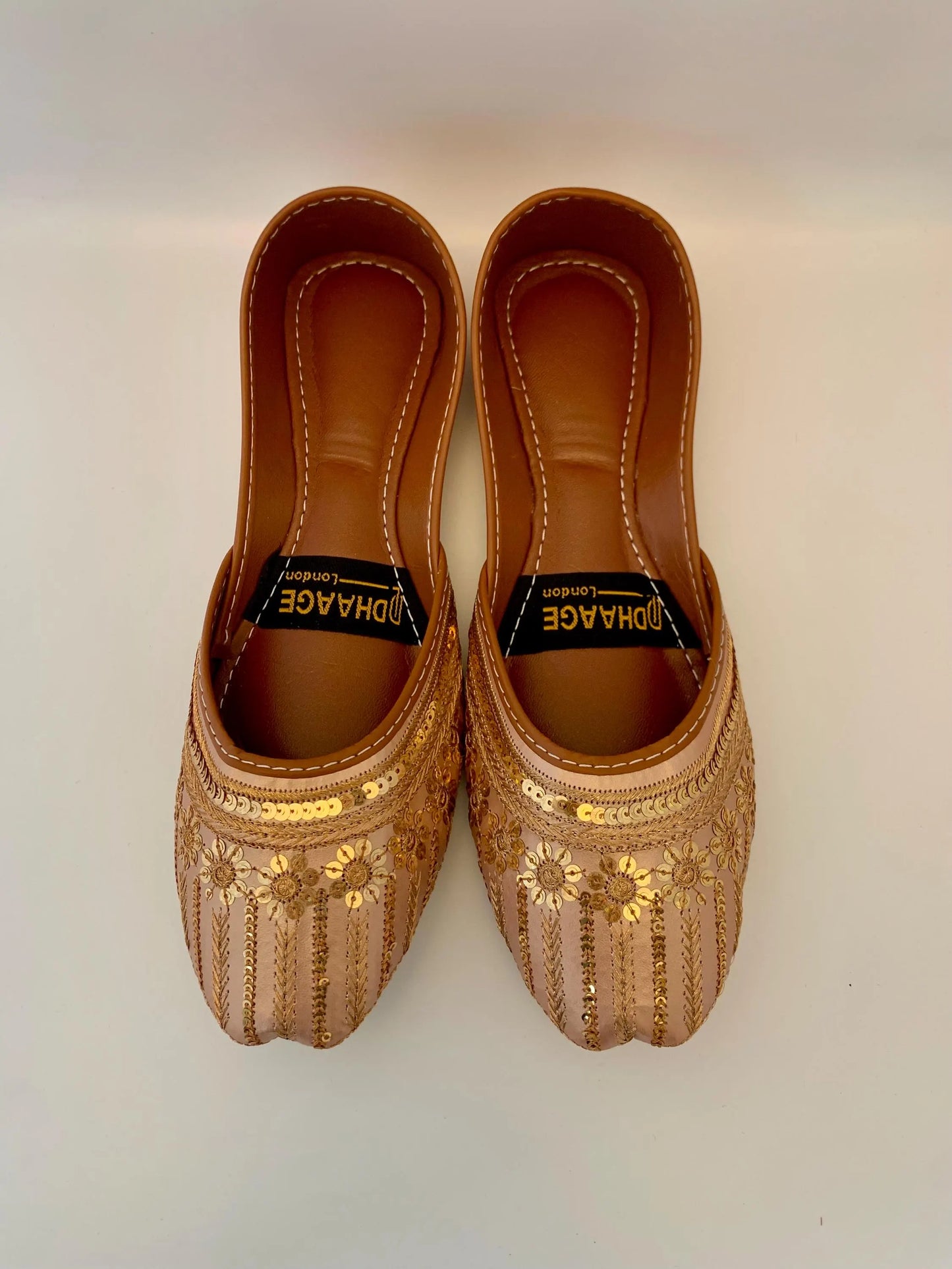 149-Handmade Women’s Rose Gold Khussa – Traditional Jutti – Available size: UK 5