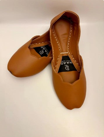 271-Handmade Leather Khussa/Jutti Caramel Brown– Available sizes: UK 5,6