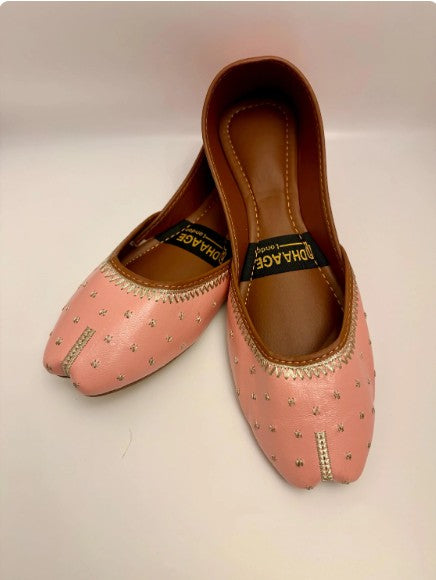 259-Handmade Women’s Pink Khussa – Traditional Jutti – Available size: UK 3,4,5,6,7,8