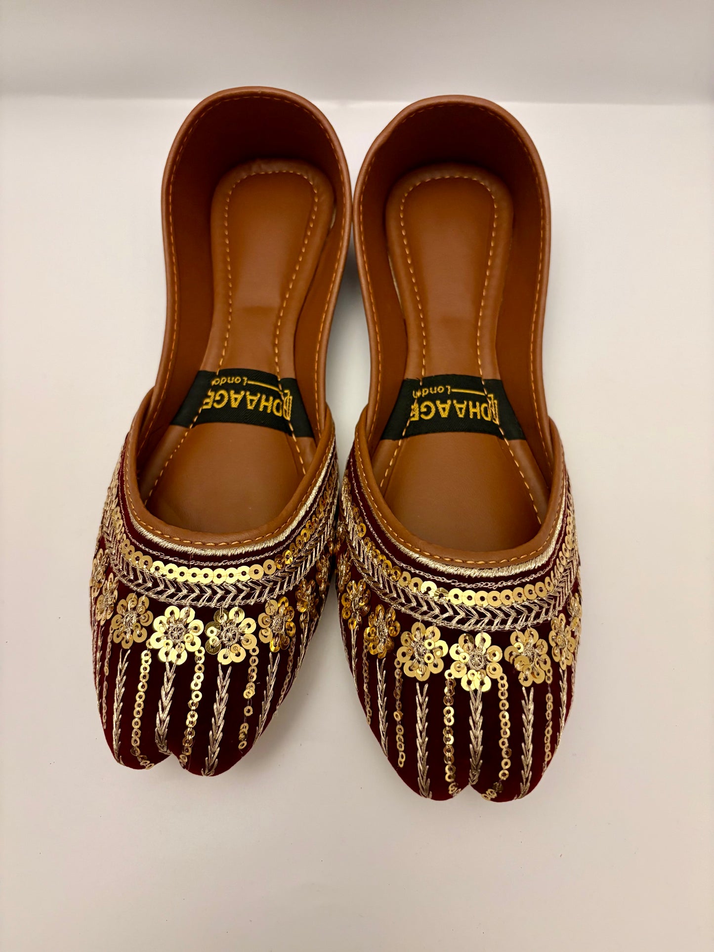 329-Handmade Women’s Gold MaroonKhussa – Traditional Jutti – Available size: UK 4,5,6,7,8