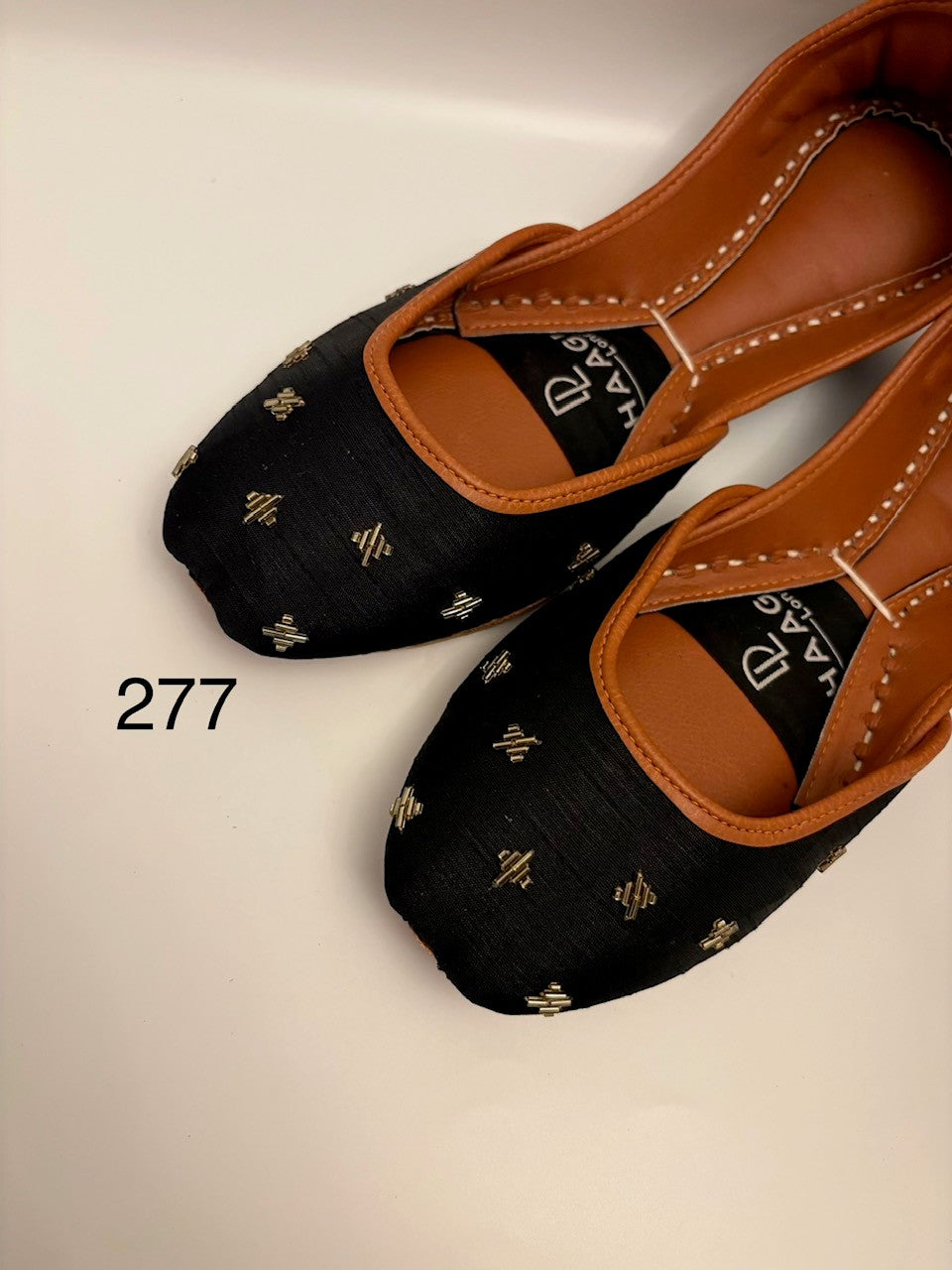 277-Handmade Leather Khussa/Jutti Black – Available sizes: UK 6
