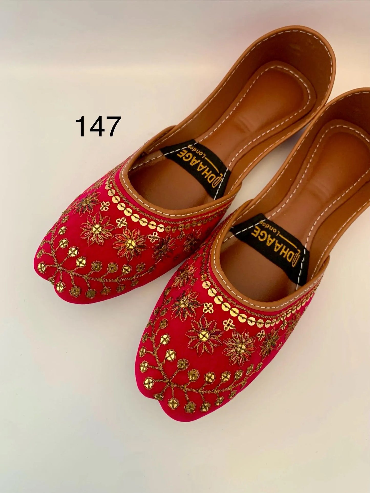 147-Handmade Women’s HOT PINK Khussa – Traditional Jutti – Available size: UK 4,5,6,7