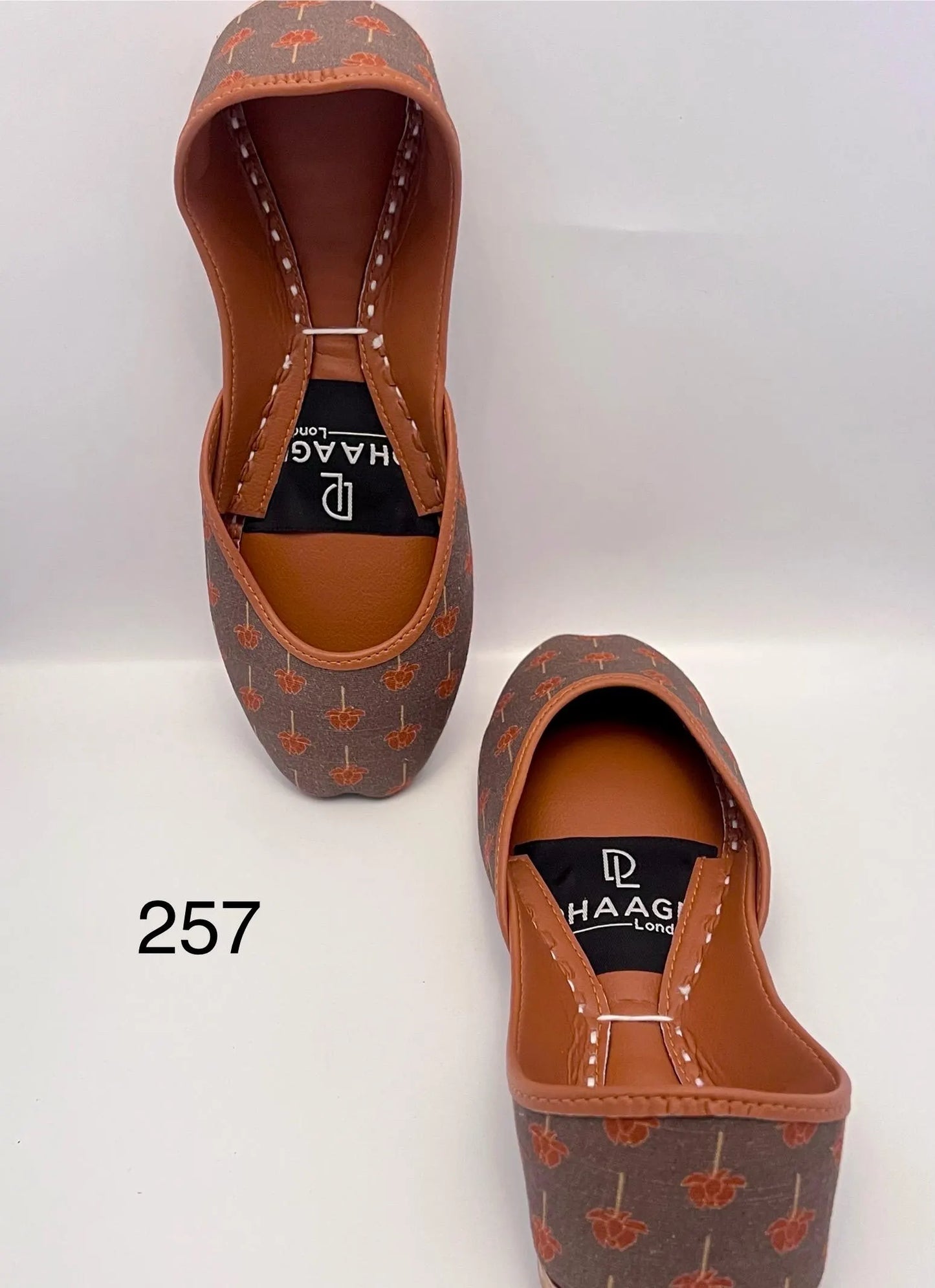 257-Handmade Leather Khussa/Jutti  (Brownish Grey Colour) – Available sizes: UK 5,6,7,8