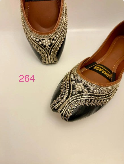 264-Handmade Women’s Black Khussa – Traditional Jutti – Available size: UK 3.4,5,7,8