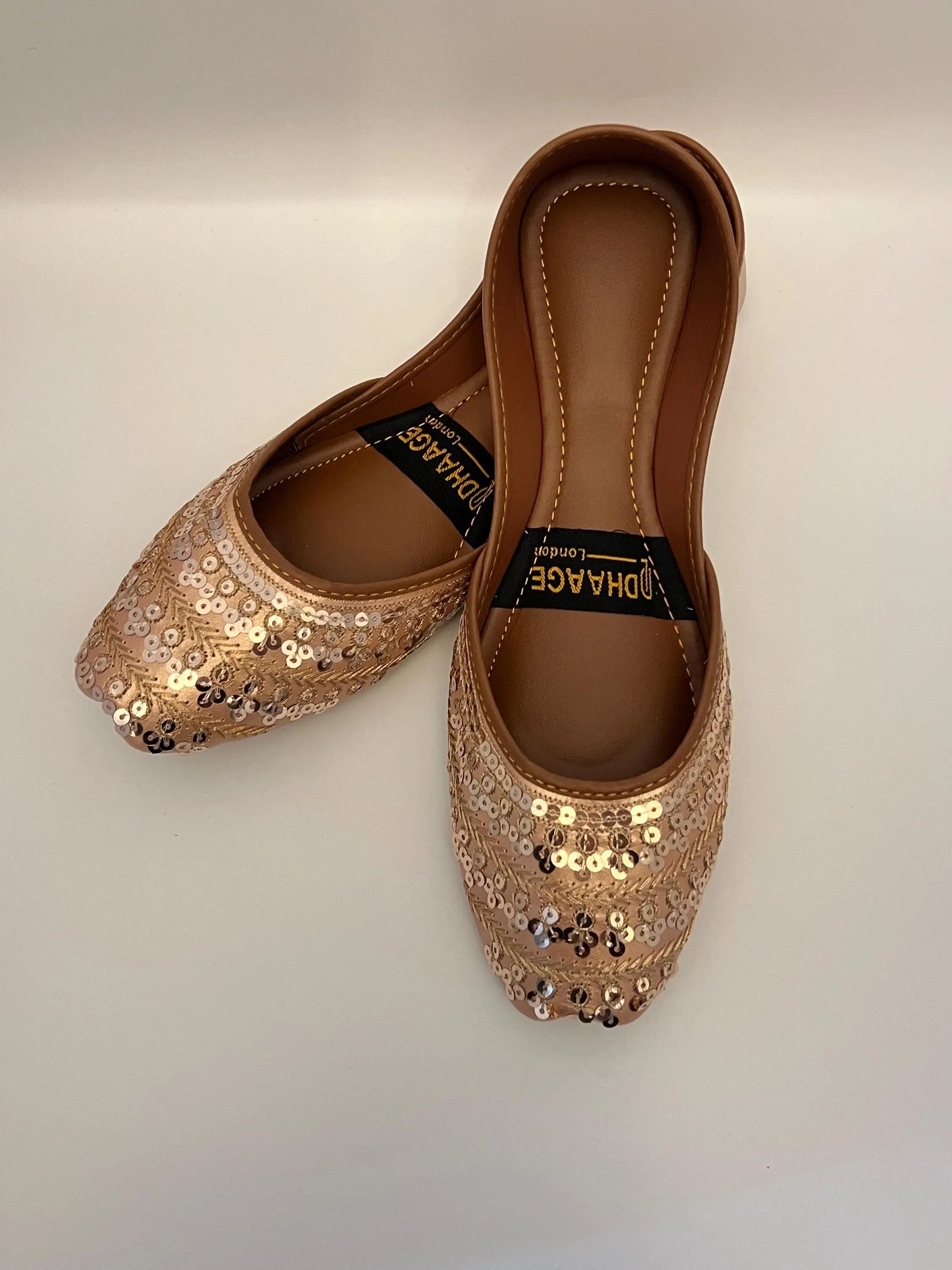 179-Handmade Women’s Rose Gold Khussa – Traditional Jutti – Available size: UK 4,5,7,8