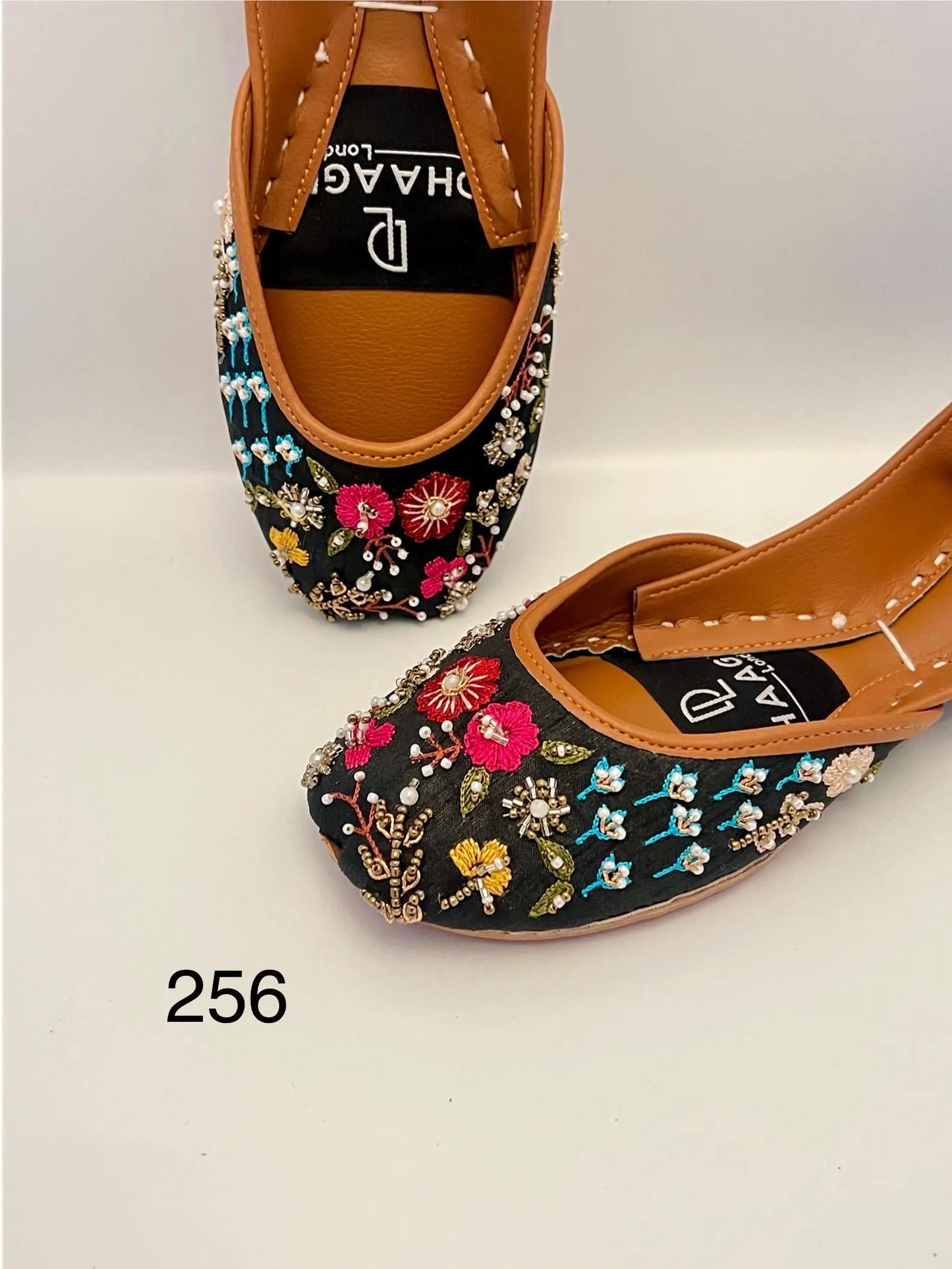 256-Handmade Leather Khussa/Jutti  Multicoloured / Black – Available sizes: UK 6