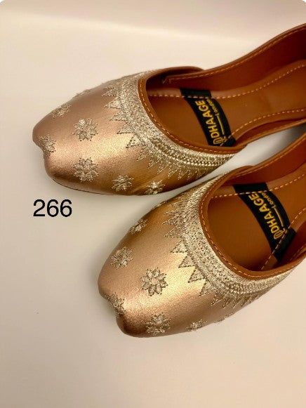 266-Handmade Women’s Rose Gold Khussa – Traditional Jutti – Available size: UK 3,4,8