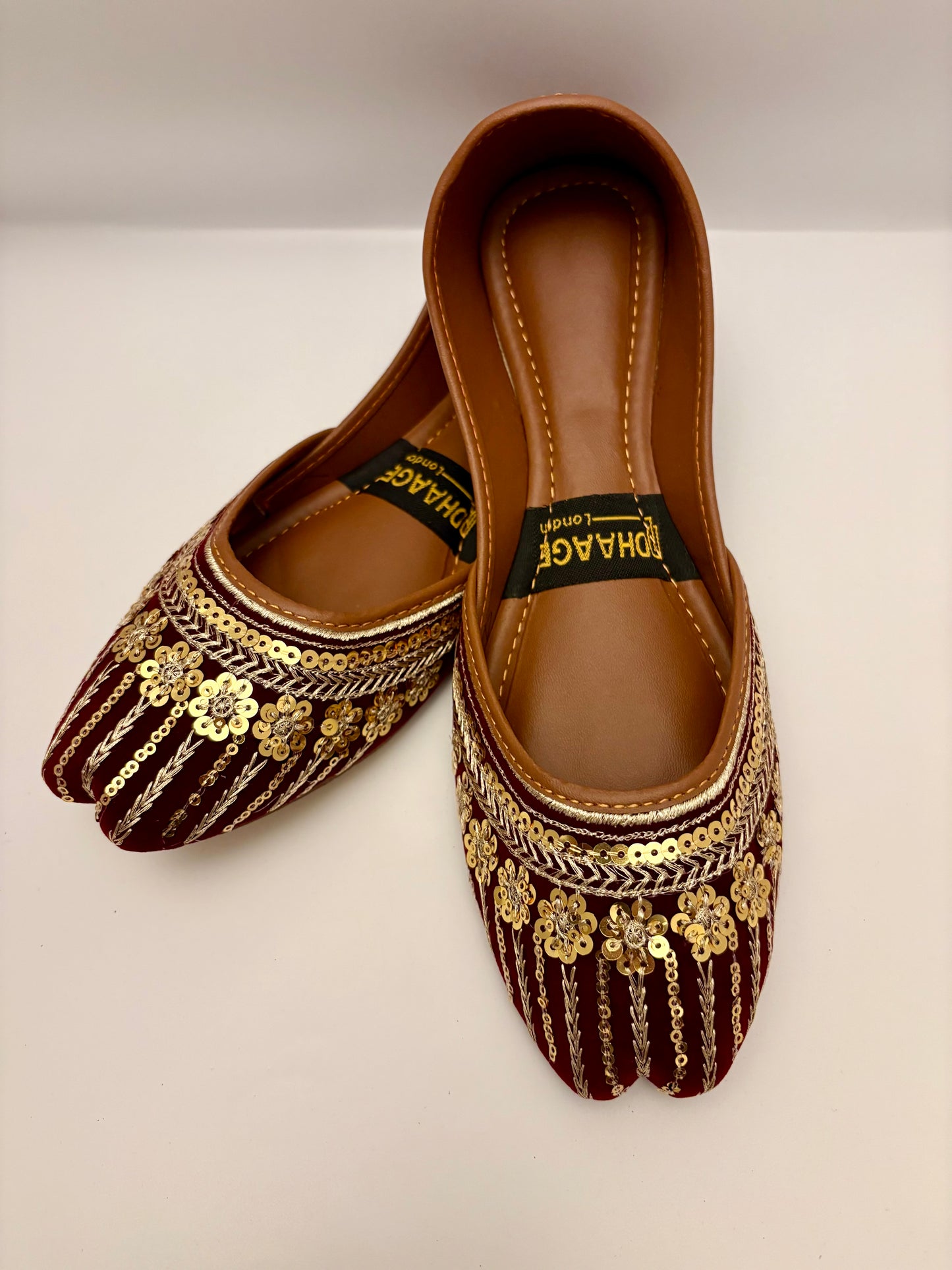 329-Handmade Women’s Gold MaroonKhussa – Traditional Jutti – Available size: UK 4,5,6,7,8