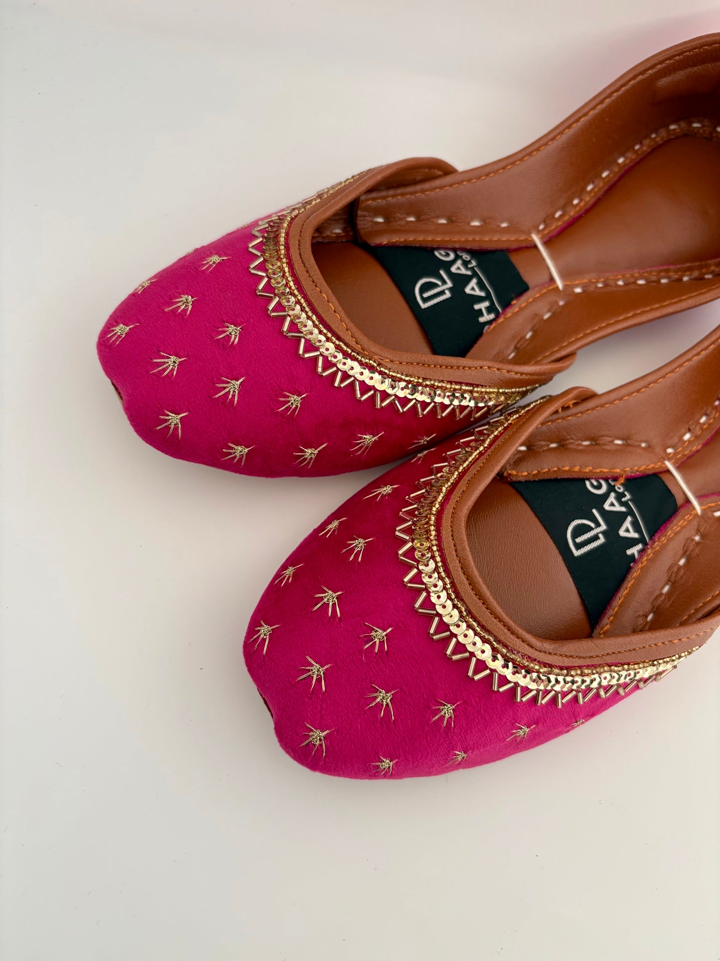 301-Handmade Leather/Velvet Khussa/Jutti -Pink– Available sizes: UK 5,6,7,8