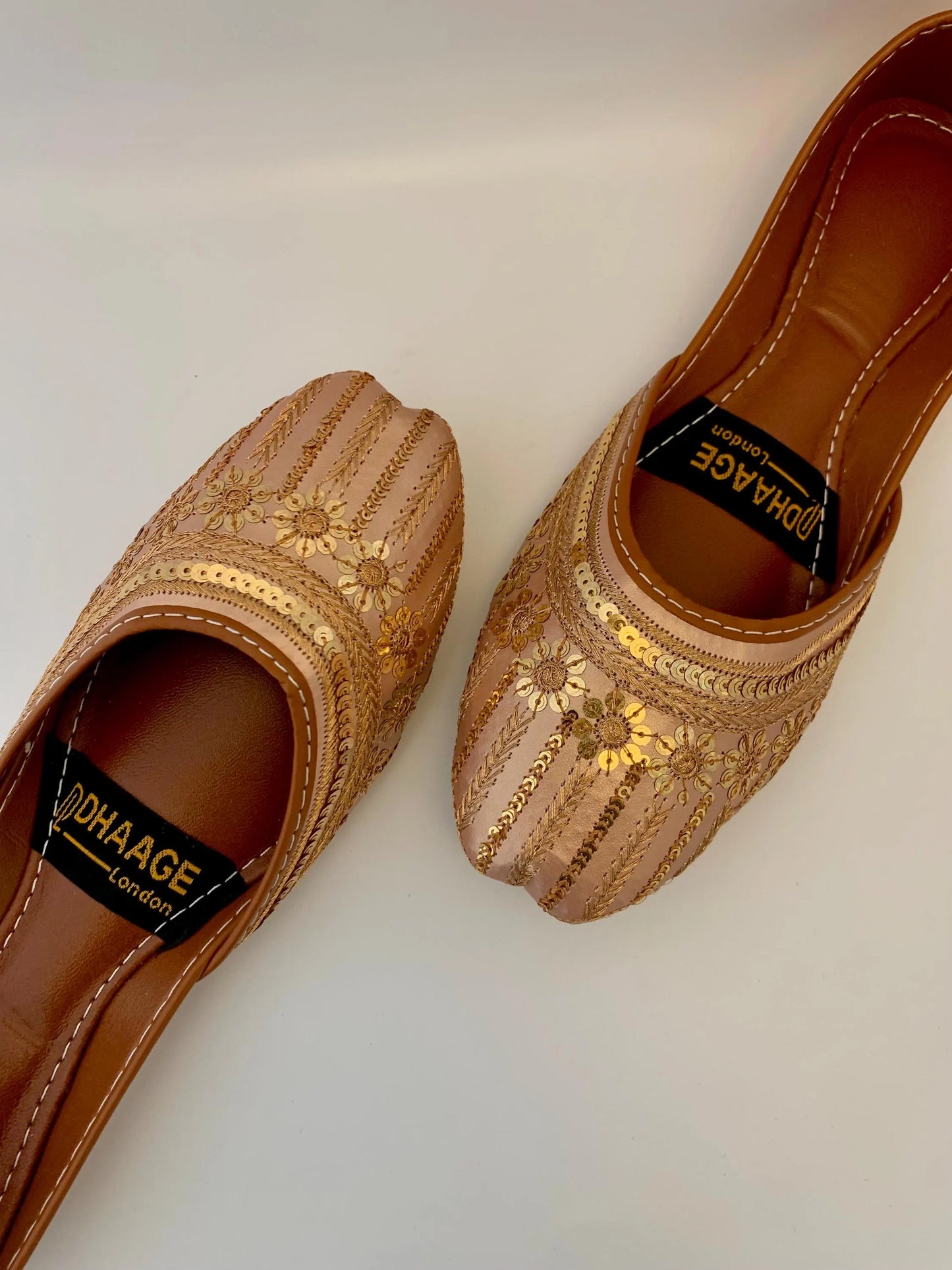 149-Handmade Women’s Rose Gold Khussa – Traditional Jutti – Available size: UK 5