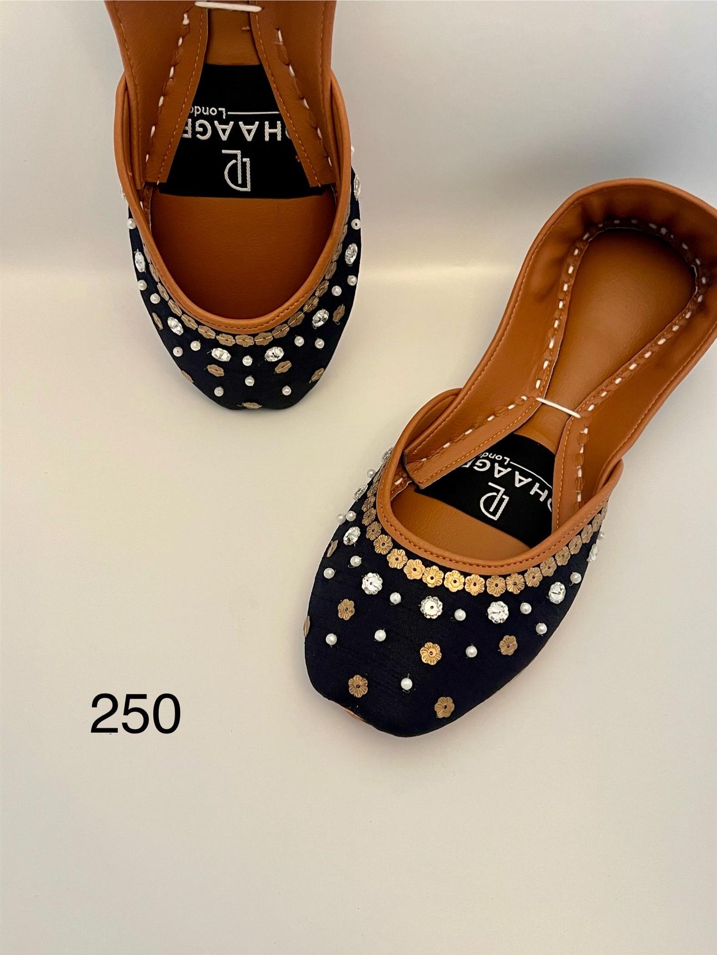 250-Handmade Leather Khussa/Jutti Black– Available sizes: UK 5,6