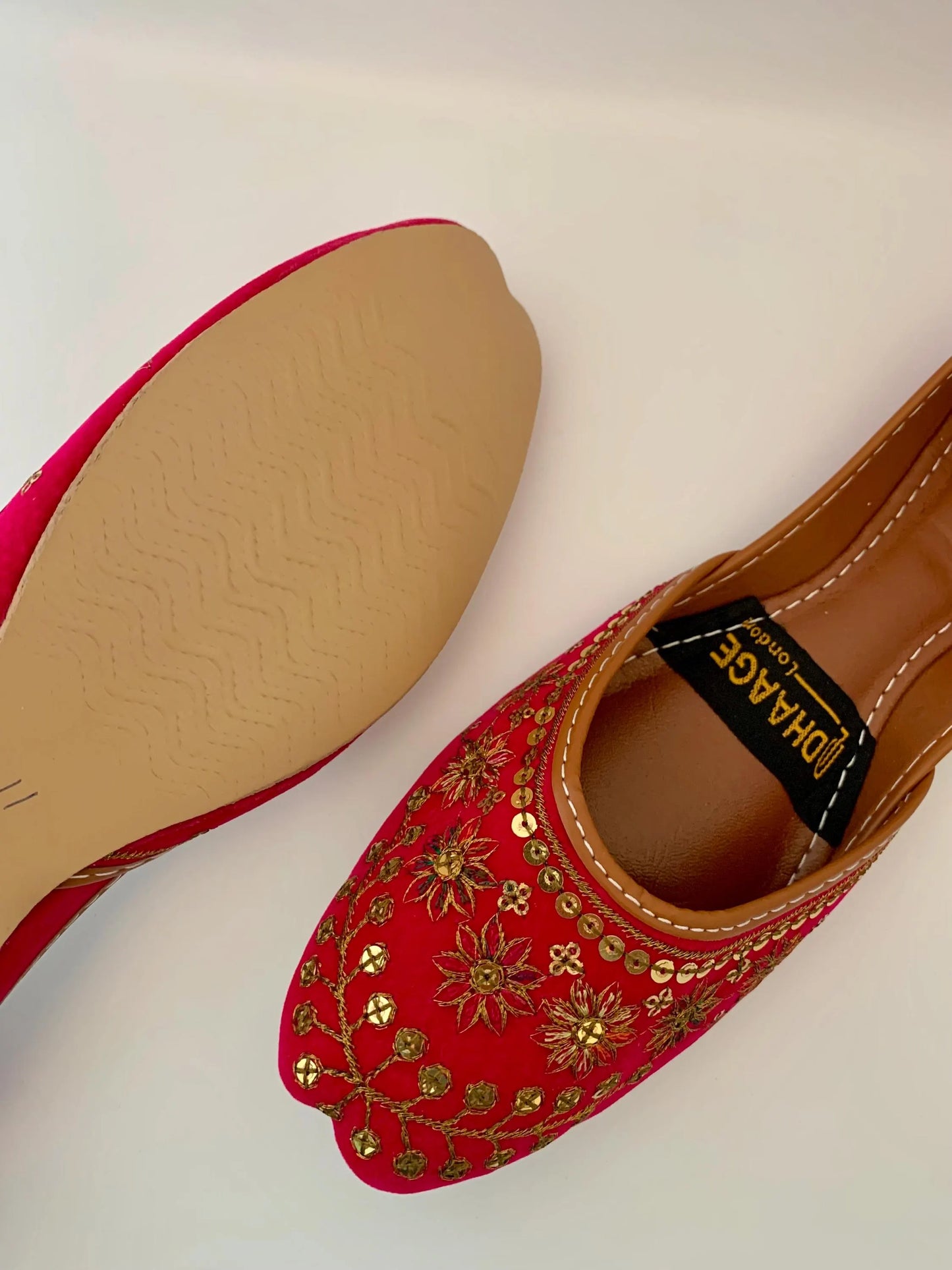 147-Handmade Women’s HOT PINK Khussa – Traditional Jutti – Available size: UK 4,5,6,7