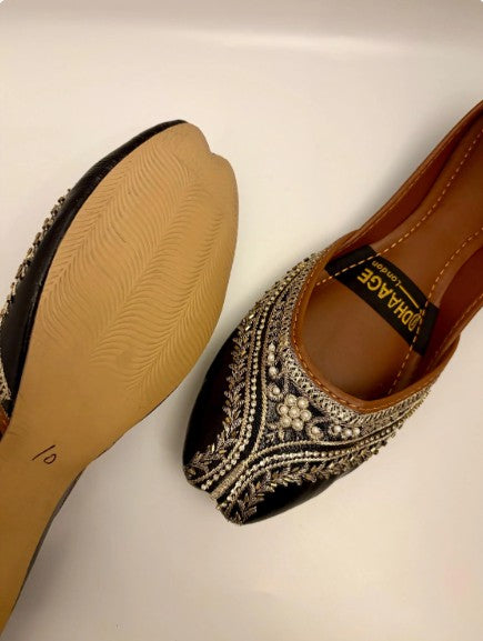 264-Handmade Women’s Black Khussa – Traditional Jutti – Available size: UK 3.4,5,7,8