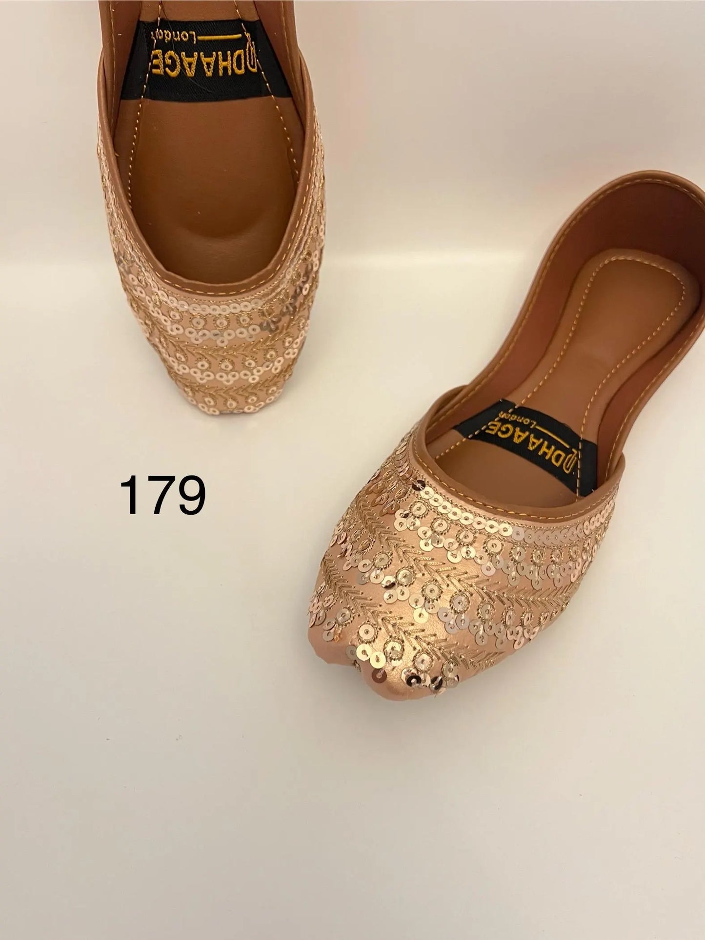 179-Handmade Women’s Rose Gold Khussa – Traditional Jutti – Available size: UK 4,5,7,8