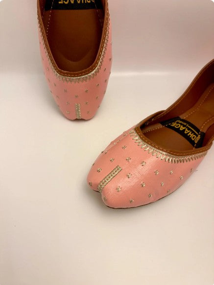 259-Handmade Women’s Pink Khussa – Traditional Jutti – Available size: UK 3,4,5,6,7,8