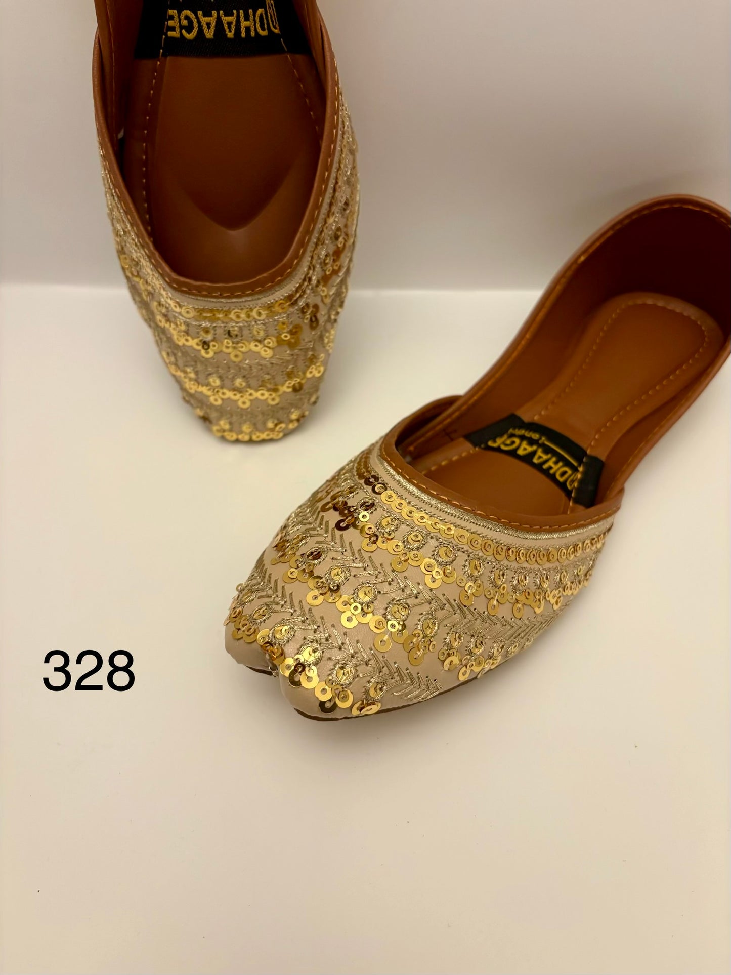 328-Handmade Women’s Gold Khussa – Traditional Jutti – Available size: UK 4,5,6,7,8