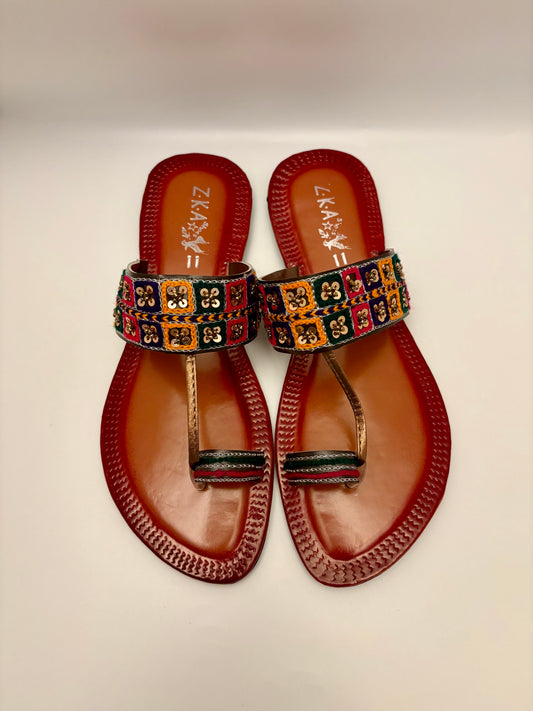 287/Women’s Handmade Kolhapuri Chappal – Traditional Leather Flat Sandals-Available Sizes: UK 3,4,5,6,7,8