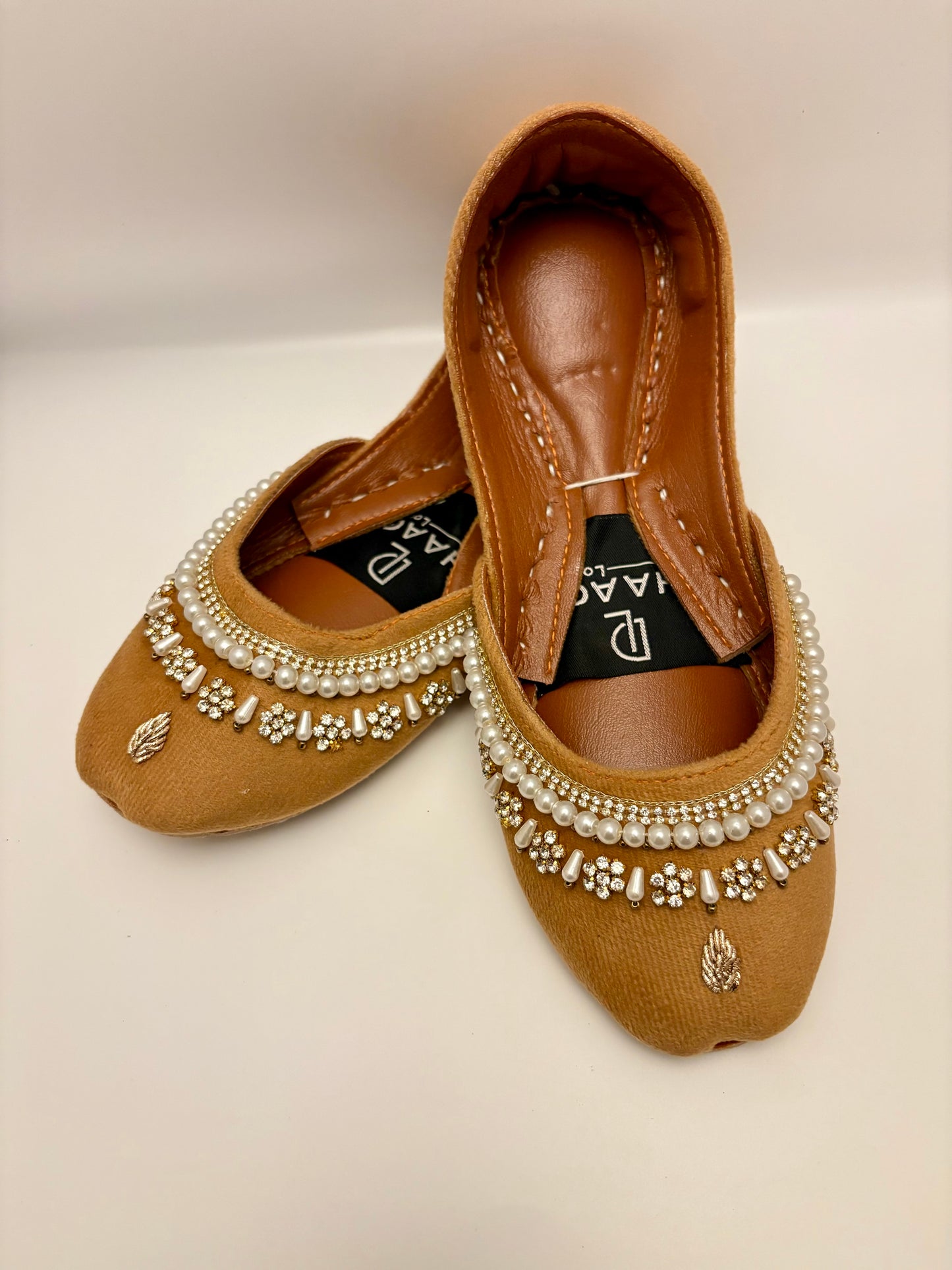 296-Handmade Leather/Velvet Khussa/Jutti -Mustard Gold– Available sizes: UK 5,6,7,8