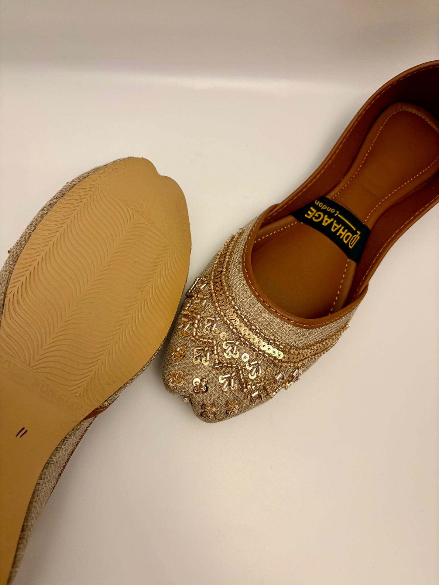 282-Handmade Women’s Light Beige Sand Khussa – Traditional Jutti – Available size: UK 4,5,6,7,8