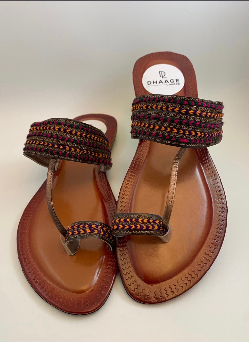 701/Women’s Handmade Kolhapuri Chappal – Traditional Leather Flat Sandals-Available Sizes: UK 3,7