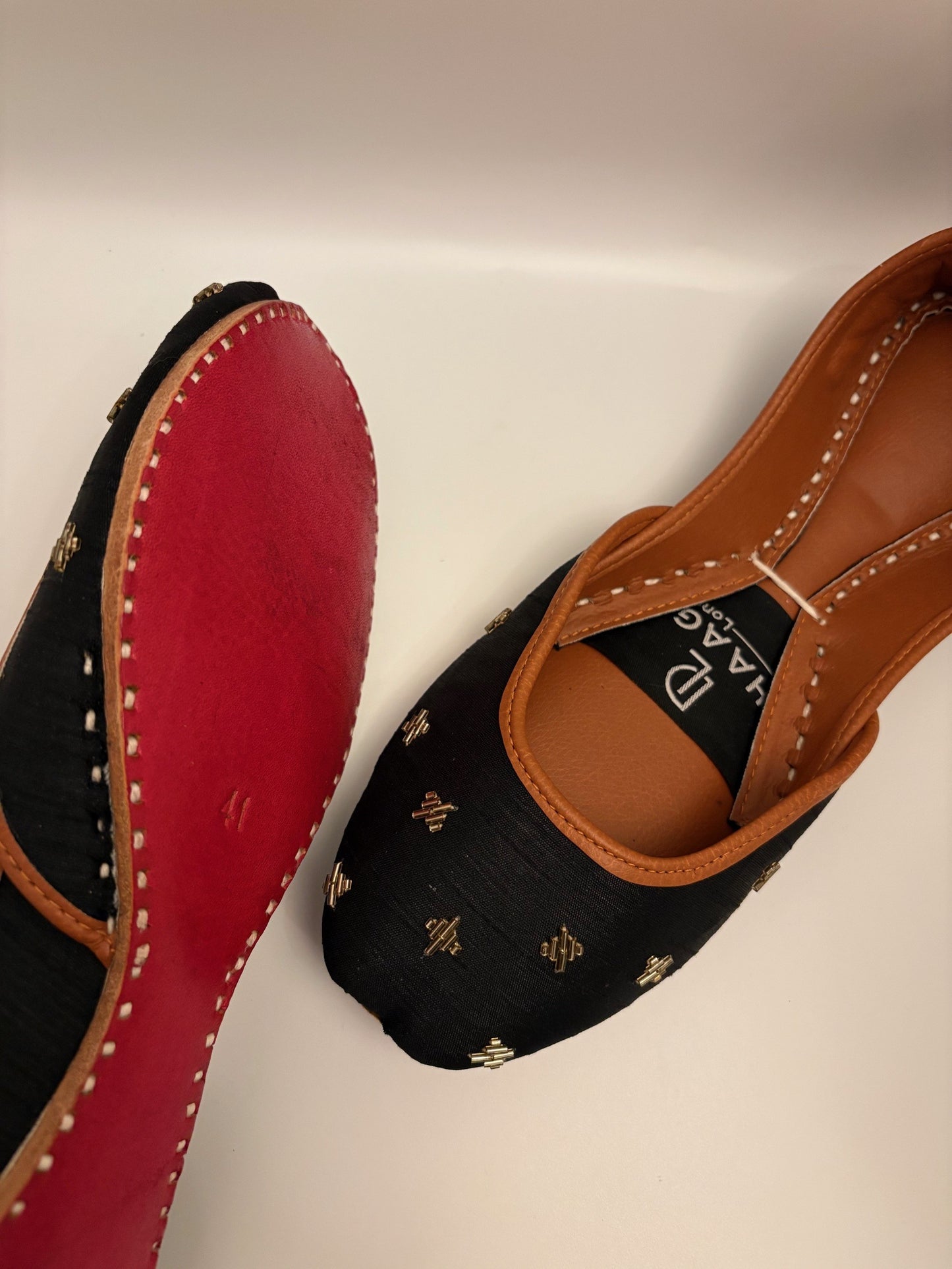 277-Handmade Leather Khussa/Jutti Black – Available sizes: UK 6