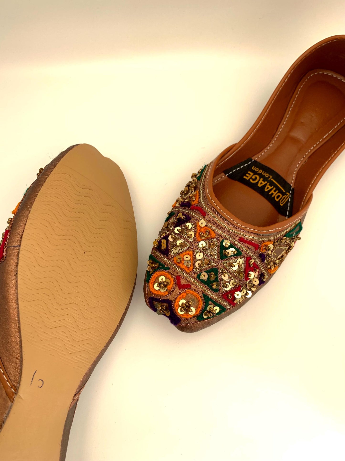 84-Handmade Women’s brown shade Khussa – Traditional Jutti – Available size: UK 4