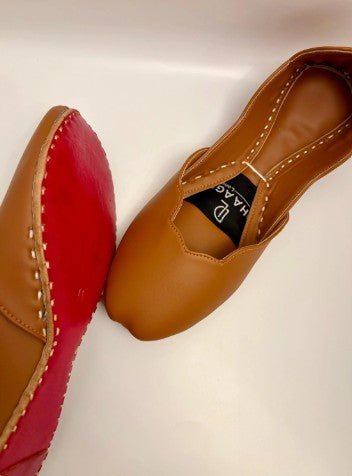 271-Handmade Leather Khussa/Jutti Caramel Brown– Available sizes: UK 5,6