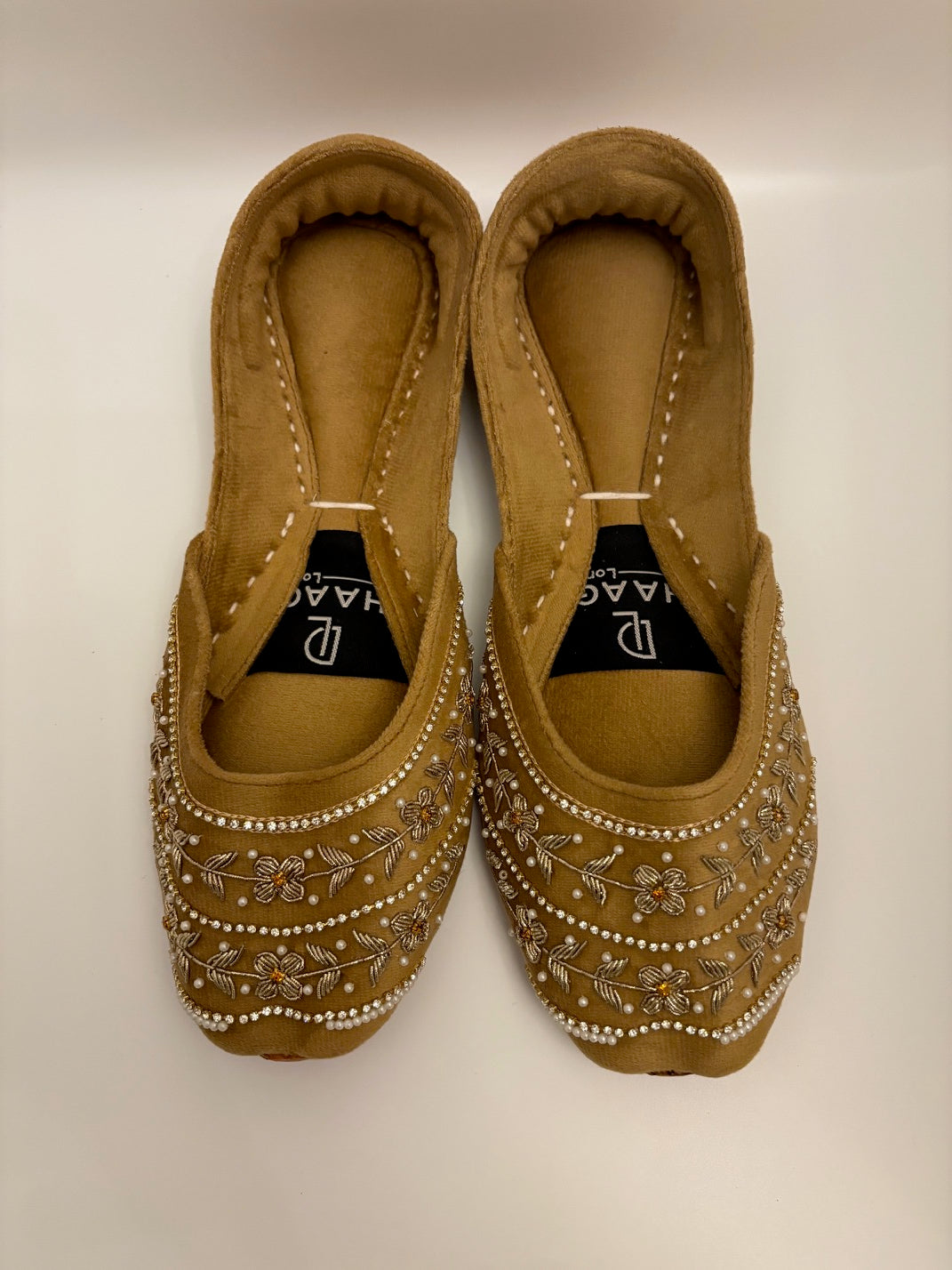 274-Handmade Leather/Velvet Khussa/Jutti Mustard Gold– Available sizes: UK 5,6,7