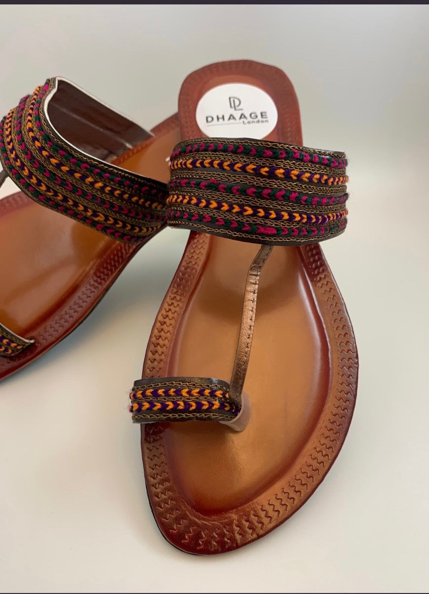 701/Women’s Handmade Kolhapuri Chappal – Traditional Leather Flat Sandals-Available Sizes: UK 3,7