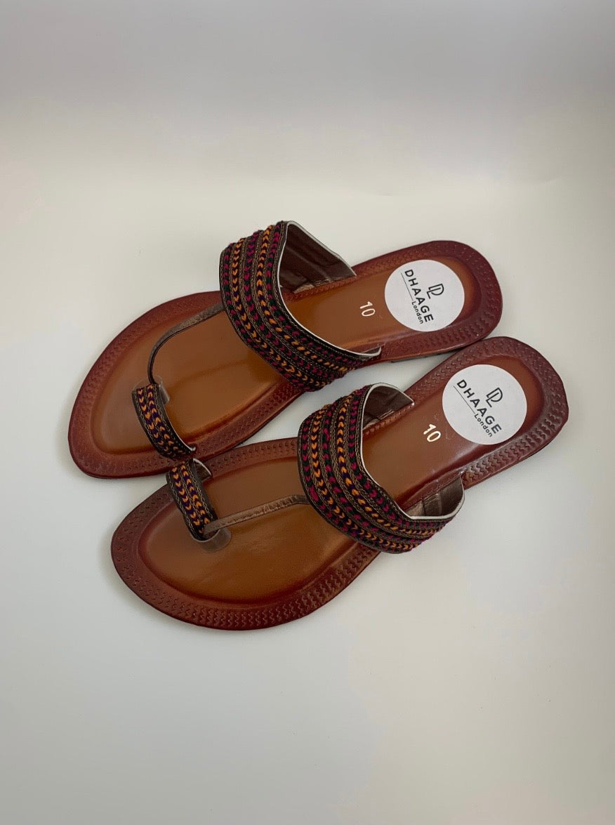701/Women’s Handmade Kolhapuri Chappal – Traditional Leather Flat Sandals-Available Sizes: UK 3,7