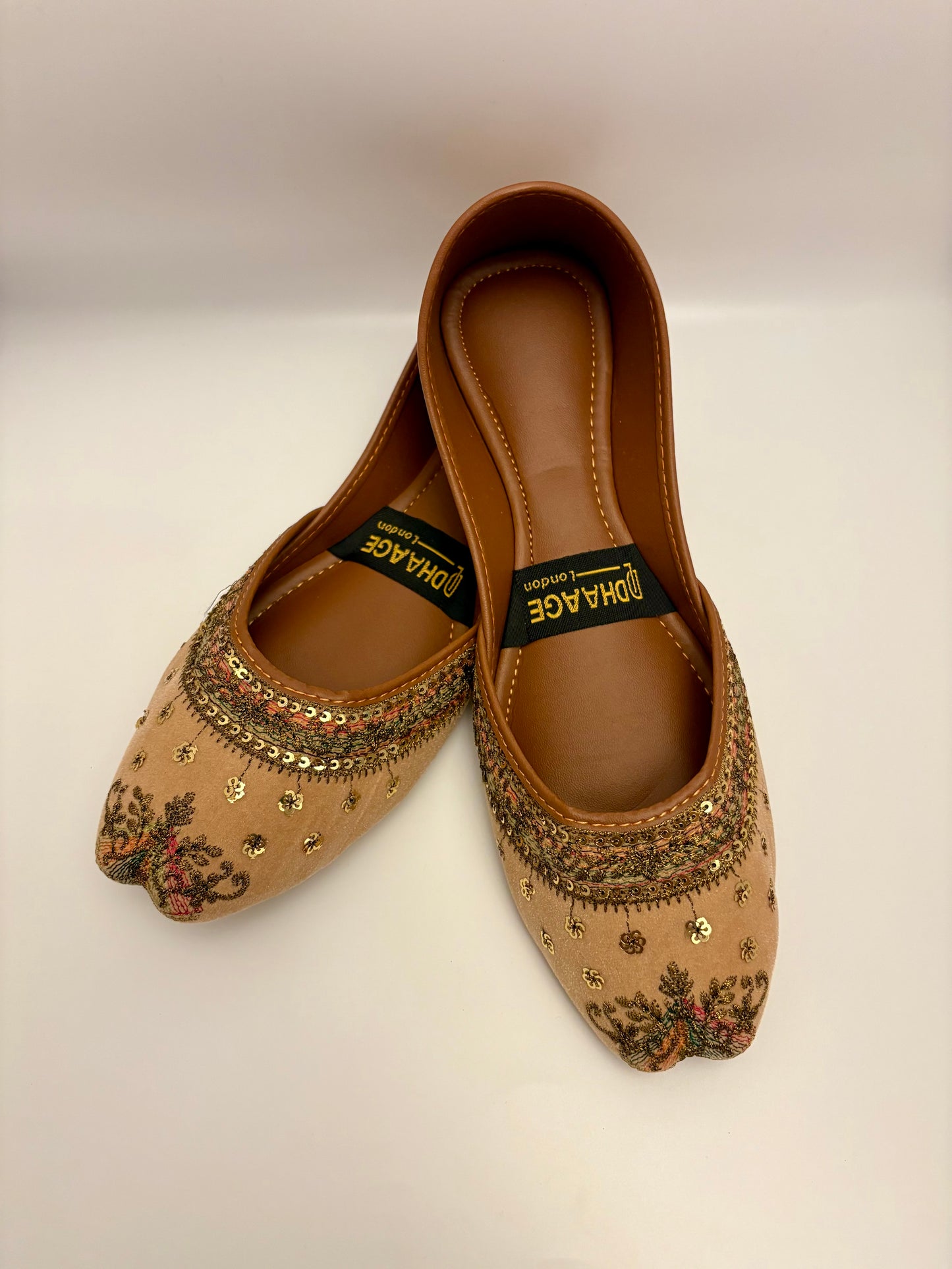 284-Handmade Women’s Light Camel Khussa – Traditional Jutti – Available size: UK 4,5,7,8