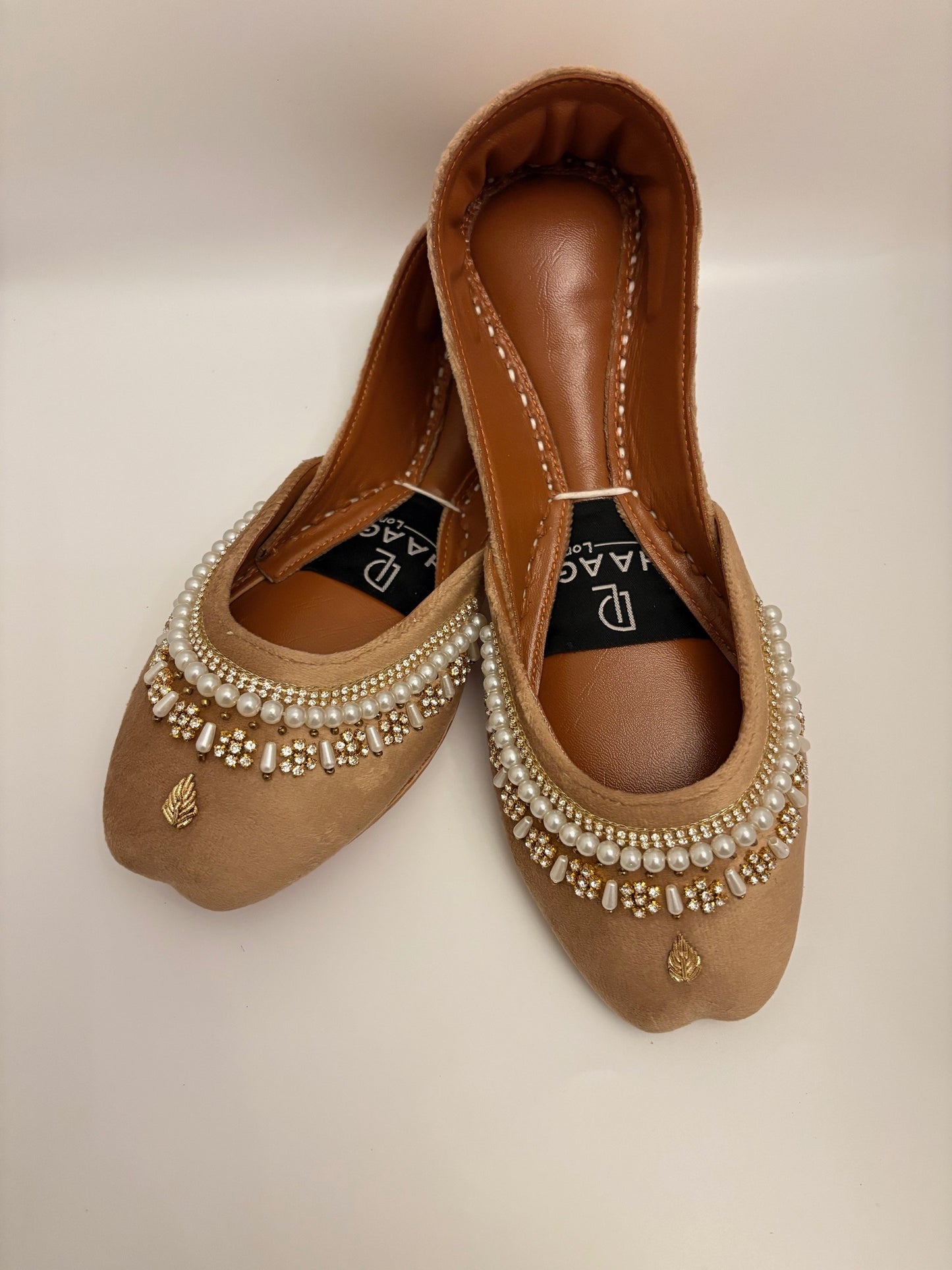 278-Handmade Leather Khussa/Jutti Camel Brown – Available sizes: UK 7